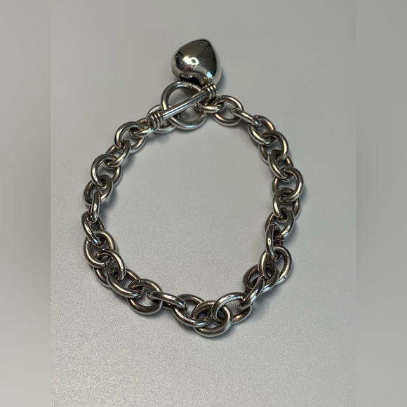 Silpada Rare Sterling Silver Puffy Heart Toggle Clasp Bracelet - Picture 2 of 15